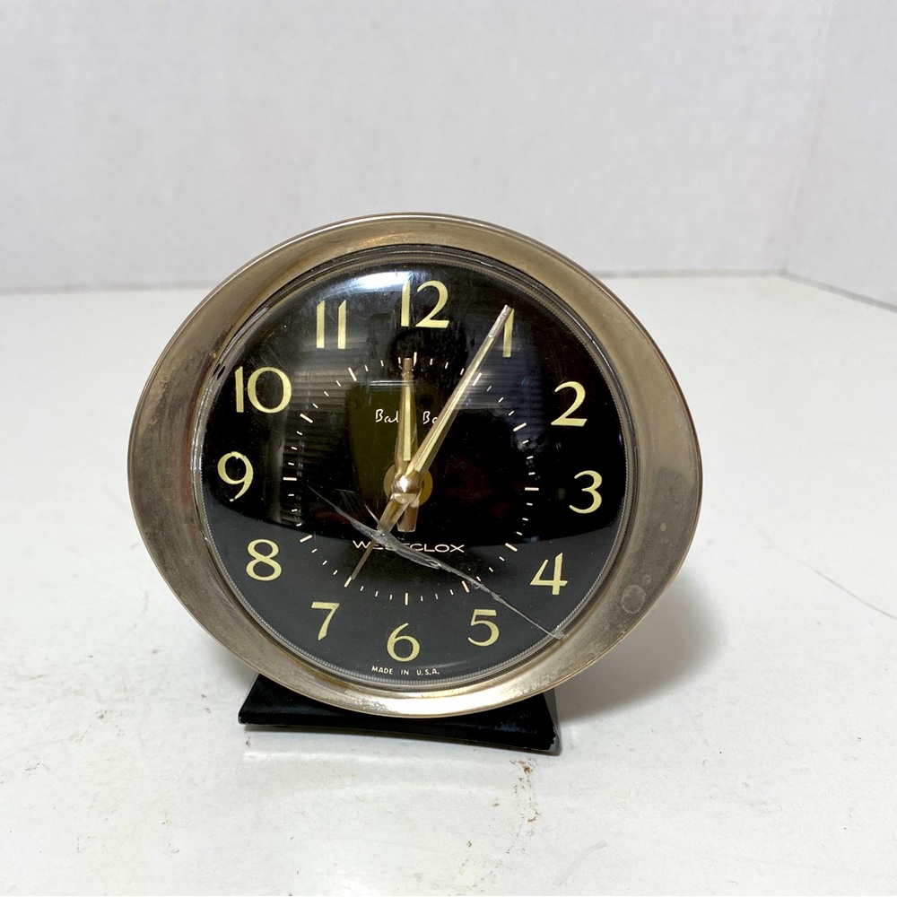 Vintage Westclox Baby Ben Wind Up Alarm Clock USA Black/Silver As Is